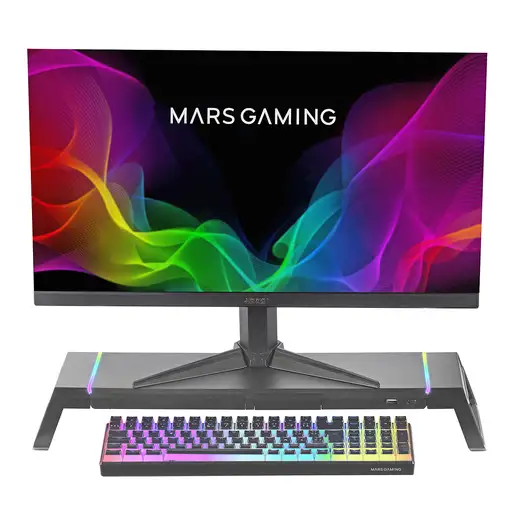 Mars Gaming MGS-ONE Negro, Soporte Monitor RGB Chroma, Tamaño Ajustable, Soporte S