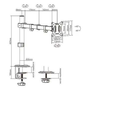 Gembird MA-D1-01 soporte para monitor 81,3 cm (32") Escritorio Negro