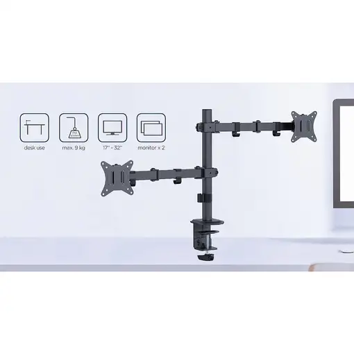 Gembird MA-D2-03 soporte para monitor 81,3 cm (32") Escritorio Negro