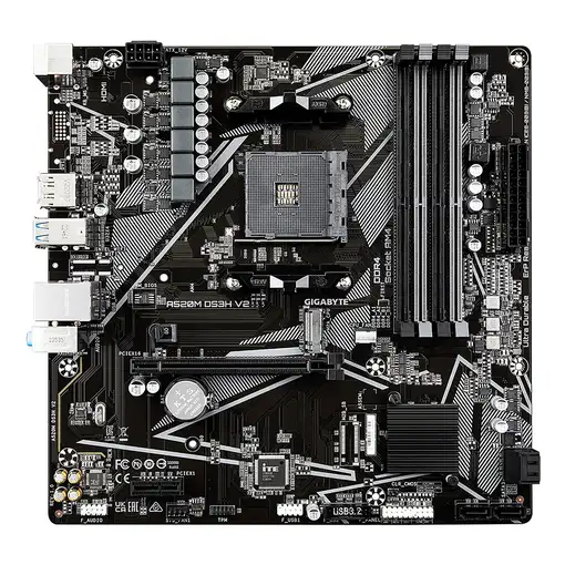 GIGABYTE Placa base A520M DS3H V2 - Soporta CPUs AMD Ryzen serie 5000 AM4, hasta 4