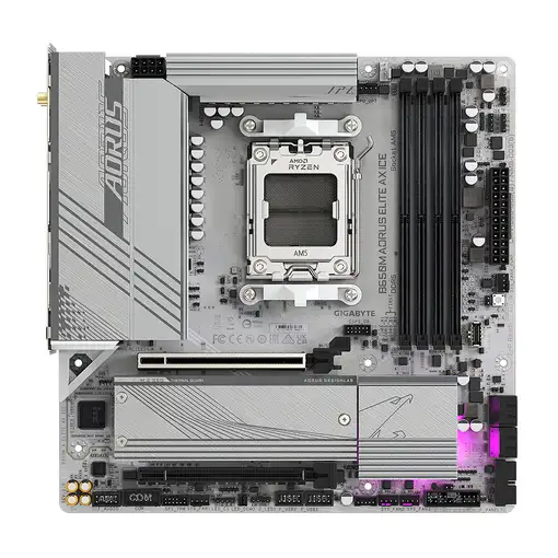 GIGABYTE B650M AORUS ELITE AX ICE Placa base - AMD Ryzen serie 9000, VRM de 12+2+2