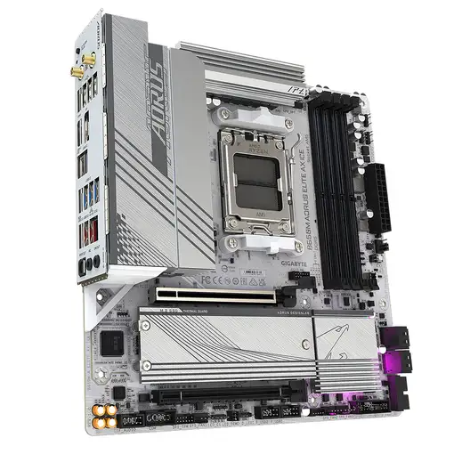 GIGABYTE B650M AORUS ELITE AX ICE Placa base - AMD Ryzen serie 9000, VRM de 12+2+2