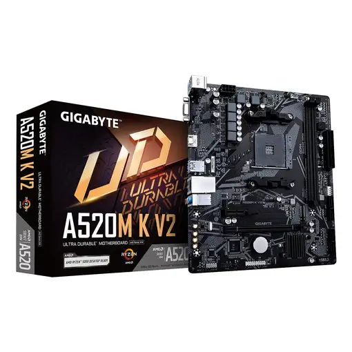 GIGABYTE Placa base A520M K V2 - Compatible con CPUs AMD Ryzen serie 5000 AM4, has