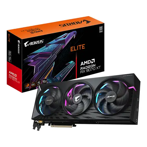 GIGABYTE AORUS Radeon RX 9070 XT ELITE 16G Tarjeta Gráfica - 16GB GDDR6, 256 bits,