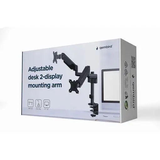 Gembird MA-DA2P-01 soporte para monitor 81,3 cm (32") Escritorio Negro