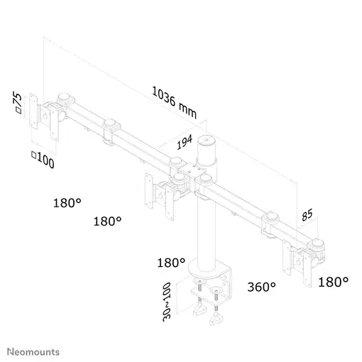 Neomounts FPMA-D960D3 Brazo de monitor 10-21"