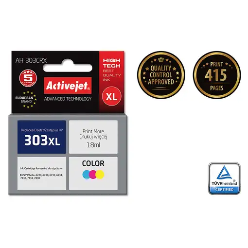 Activejet Tinta AH-303CRX (reemplazo HP 303XL T6N03AE; Premium; 18ml; color)