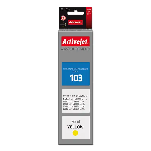 Activejet Tinta AE-103Y (reemplazo de Epson 103 C13T00S44A; Supreme; 70 ml; amaril
