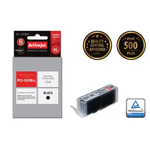 Activejet Tinta ACC-550BN (sustituye a la Canon PGI-550BK; Supreme; 25 ml; negra)
