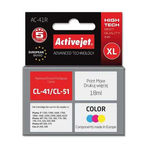 Activejet Tinta AC-41R (Canon CL-41 replacement; Premium; 18 ml; color)