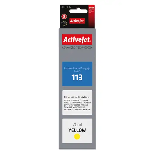 Activejet Tinta AE-113Y (reemplazo Epson 113 C13T06B440; Supreme;70ml; amarillo)