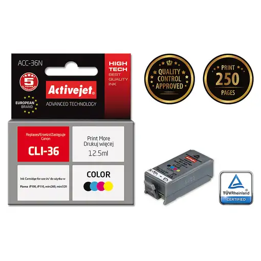 Activejet ACC-36N (Canon CLI-36 replacement; Supreme; 12,5 ml; color)