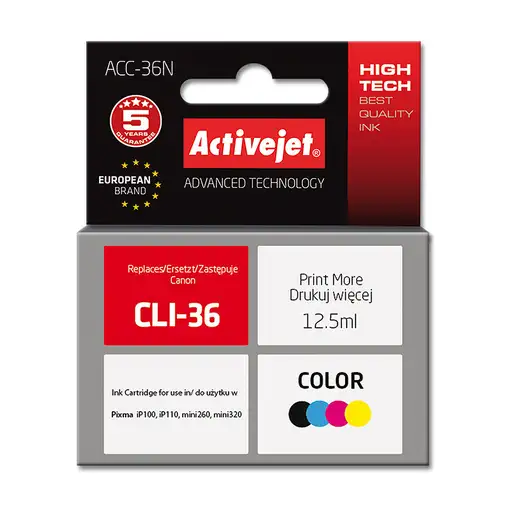 Activejet ACC-36N (Canon CLI-36 replacement; Supreme; 12,5 ml; color)