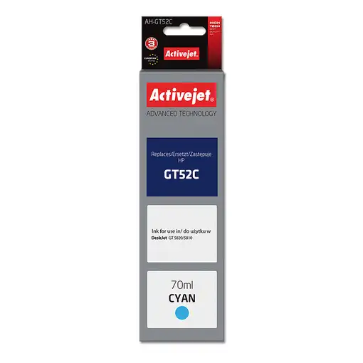 Activejet Tinta AH-GT52C (repuesto HP GT52C M0H54AE; Supreme; 70 ml; azul)