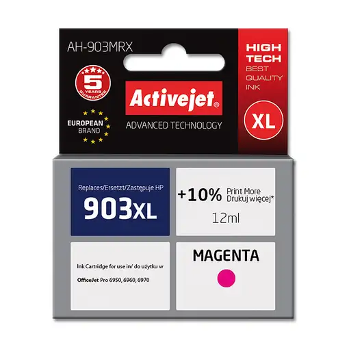 Activejet Tinta AH-903MRX (reemplazo de HP 903XL T6M07AE; Premium; 12 ml; rojo)