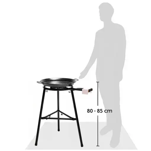 Set Paellero Gas 40cm+Paellera 46cm 12 Raciones +Soporte 3 Patas Kit MEDIUM Briebe