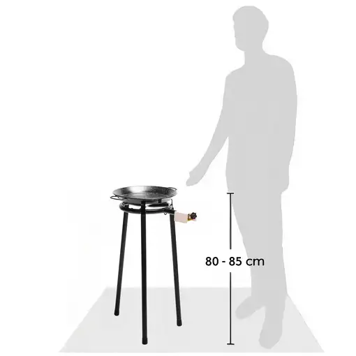 Set Paellero Gas 30cm +Paellera38cm 8 Raciones +Soporte 3 Patas, Kit, MINI Briebe