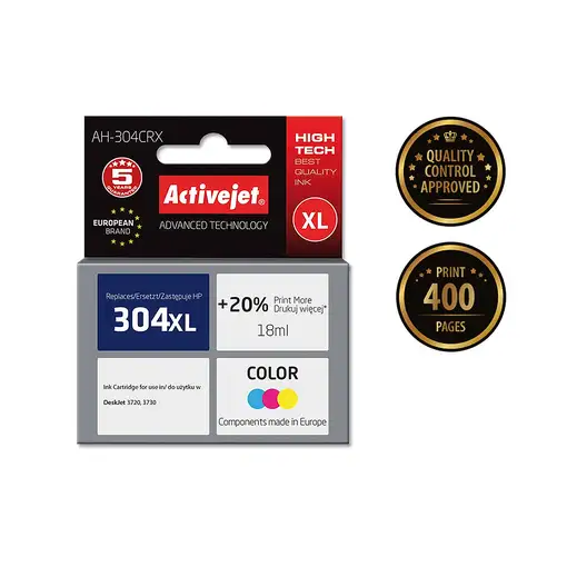 Activejet Tinta AH-304CRX (reemplazo HP 304XL N9K07AE; Premium; 18 ml; color)