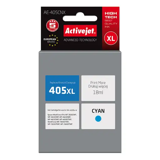Activejet Tinta AE-405CNX (reemplazo Epson 405XL C13T05H24010; Supreme; 18ml; azul