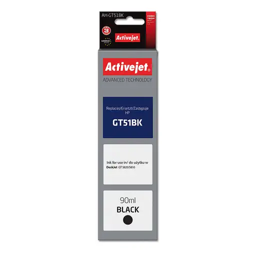Activejet Tinta AH-GT51Bk (repuesto HP GT51BK M0H57AE; Supreme; 90 ml; negro)