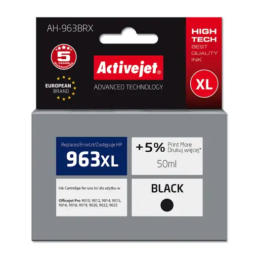 Activejet Tinta AH-963BRX para impresoras HP, Recambio HP 963XL 3JA30AE; Premium;