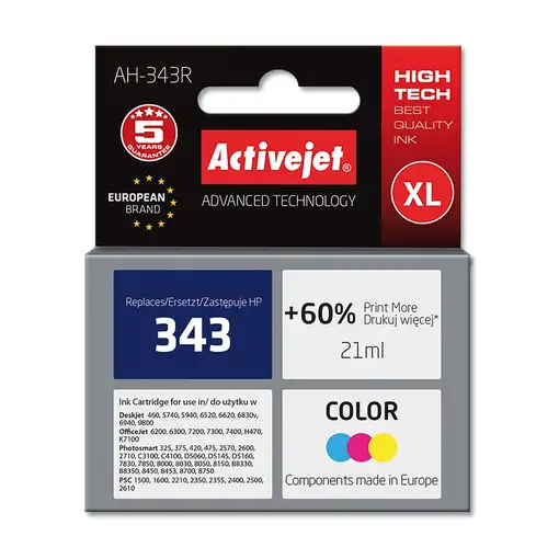 Activejet Tinta AH-339R (repuesto HP 339 C8767EE; Premium; 35 ml; negro)