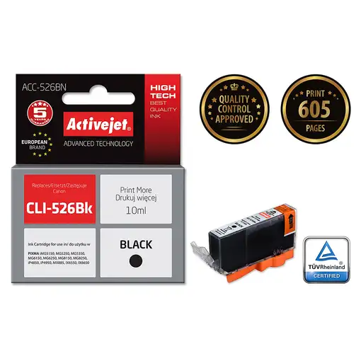 Activejet Tinta ACC-526CN (Canon CLI-526C de repuesto; Supreme; 10 ml; azul)