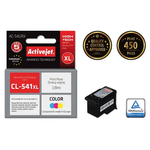 Activejet Tinta AC-541RX (Canon CL-541XL replacement; Premium; 18 ml; color)