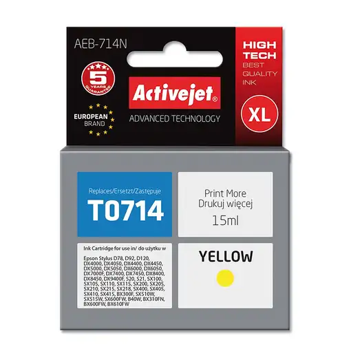 Activejet Tinta AEB-714N (repuesto Epson T0714, T0894, T1004; Supreme; 15 ml; amar