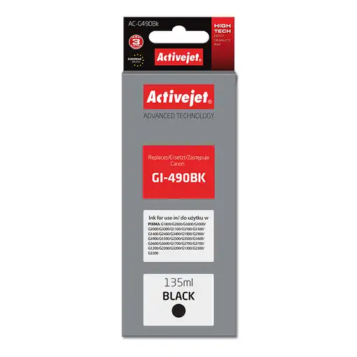 Activejet AC-G490Bk (repuesto para Canon GI-490BK; Supreme; 135 ml; negro)