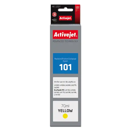 Activejet Ink AE-101Y Botella de tinta para impresora Epson, Recambio Epson 101; S