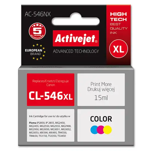 Activejet Tinta de impresora AC-546NX para Canon, recambio Canon CL-546XL; Supreme