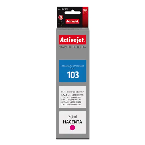 Activejet Tinta AE-103M (reemplazo Epson 103 C13T00S34A; Supreme; 70 ml; púrpura)