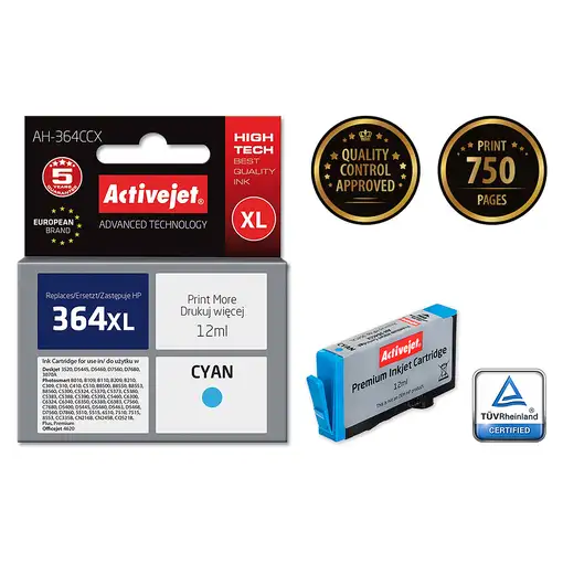 Activejet Tinta AH-364CCX (reemplazo HP 364XL CB323EE; Premium; 12 ml; azul)