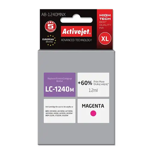 Activejet AB-1240MNX (repuesto Brother LC1240M/1220M; Supreme; 12 ml; rojo)