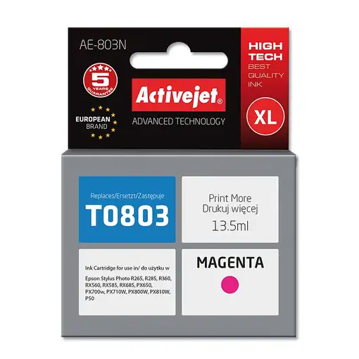 Activejet Tinta AE-803N (recambio de la Epson T0803; Supreme; 13,5 ml; roja)