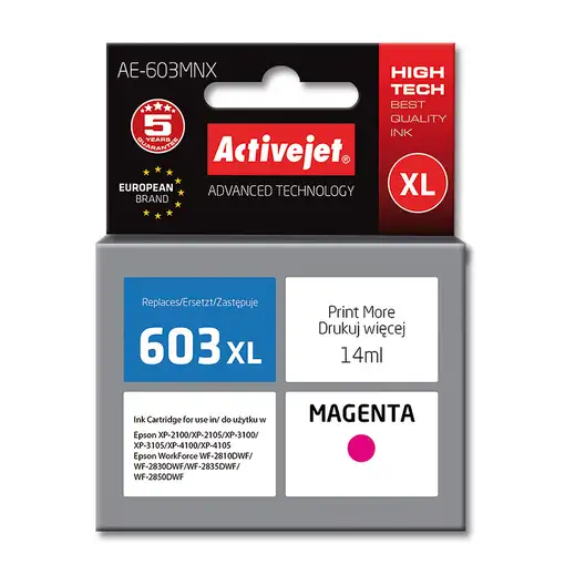Activejet Tinta AE-603MNX (reemplazo de Epson 603XL T03A34; Supreme; 14 ml; rojo)