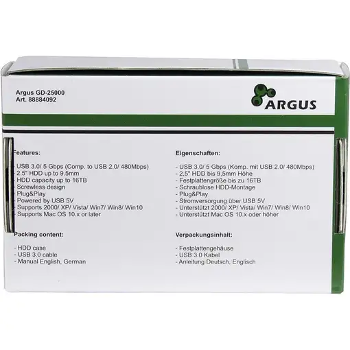Inter-Tech GD-25000 Caja de disco duro (HDD) Transparente 2.5"