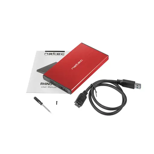 NATEC Rhino GO Carcasa de disco duro/SSD Rojo 2.5"