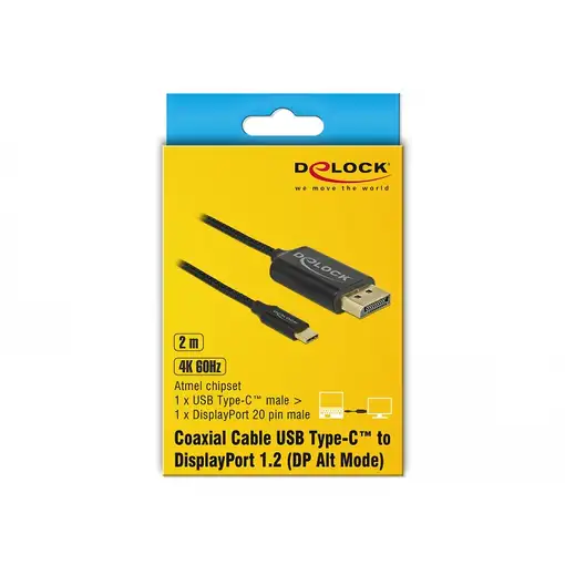 DeLOCK 83710 adaptador de cable de vídeo 2 m USB Tipo C DisplayPort Negro