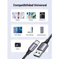 Ugreen 60126 cable USB 1 m USB C USB A Negro, Gris