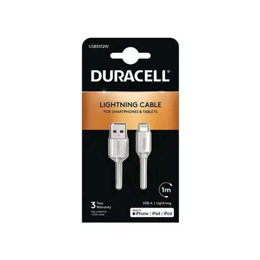 Duracell USB5012W cable de conector Lightning 1 m Blanco