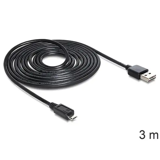 DeLOCK EASY-USB 2.0-A - USB 2.0 micro-B, 3m cable USB USB A Micro-USB B Negro