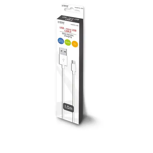 Savio CL-123 cable USB USB 2.0 1 m USB A Micro-USB B Blanco