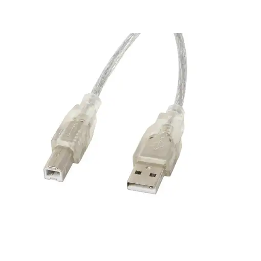 Lanberg CA-USBA-12CC-0018-TR cable USB USB 2.0 1,8 m USB B Transparente