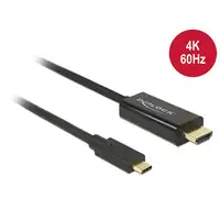 DeLOCK 85292 adaptador de cable de vídeo 3 m USB Tipo C HDMI Negro