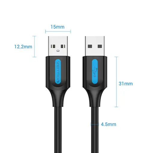 Vention Cable USB 2.0 COJBC/ USB Macho - USB Macho/ 50cm/ Negro