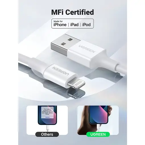 Ugreen cable USB 2.0 A lightning 2m, 5V/2.4A iPhone 7 / 7plus / 6S/ 6 / 6 Plus, iP