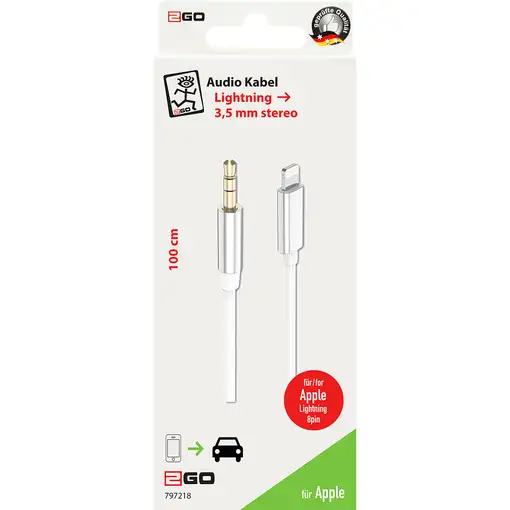 2GO 797218 cable de audio 1 m 3,5mm Lightning Blanco