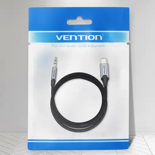 Vention Cable Conversor Audio BGKHF/ USB Tipo-C Macho - Jack 3.5 Macho/ 1m/ Gris
